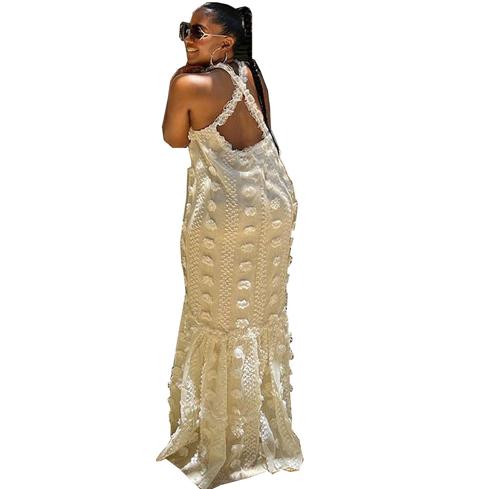 Ivory Strapless Cake Maxi Dress