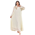 Beaded collar flower long sleeved dress for women
