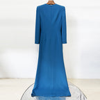 Crystal-Studded Split-Sleeve Maxi Dress for Women