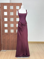 Boned Strapless Satin Evening Gown for Women, Fitted