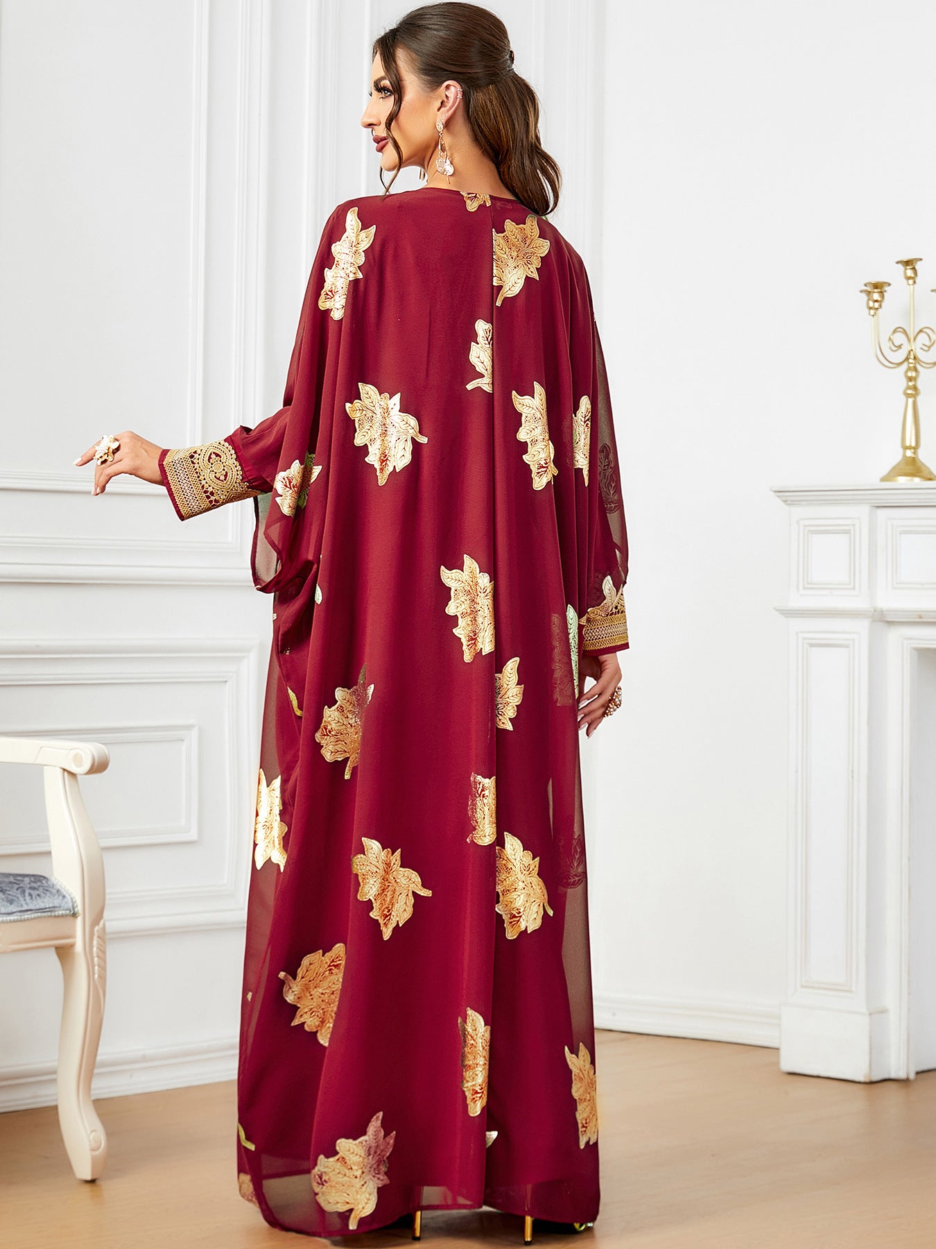 Red Chiffon Two-Piece Maxi Dress Imagen secundaria del producto