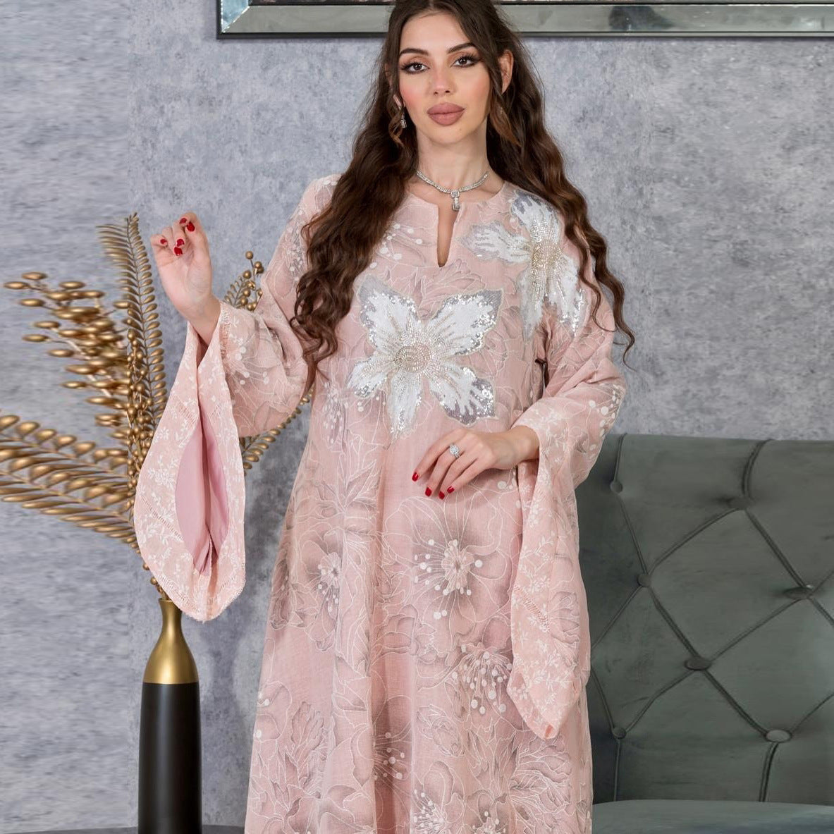 Sequin Hooded Maxi Dress