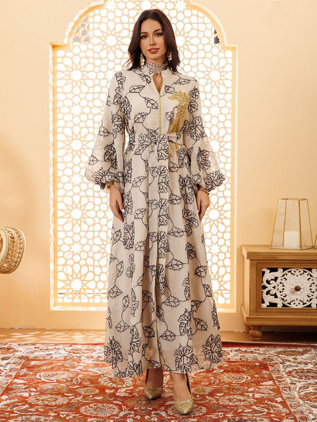 Embroidered Jalabiya Evening Gown