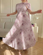Printed Pleated Maxi Dress