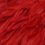 One-Shoulder Sequin Feather-Trim Bodycon Dress in Red