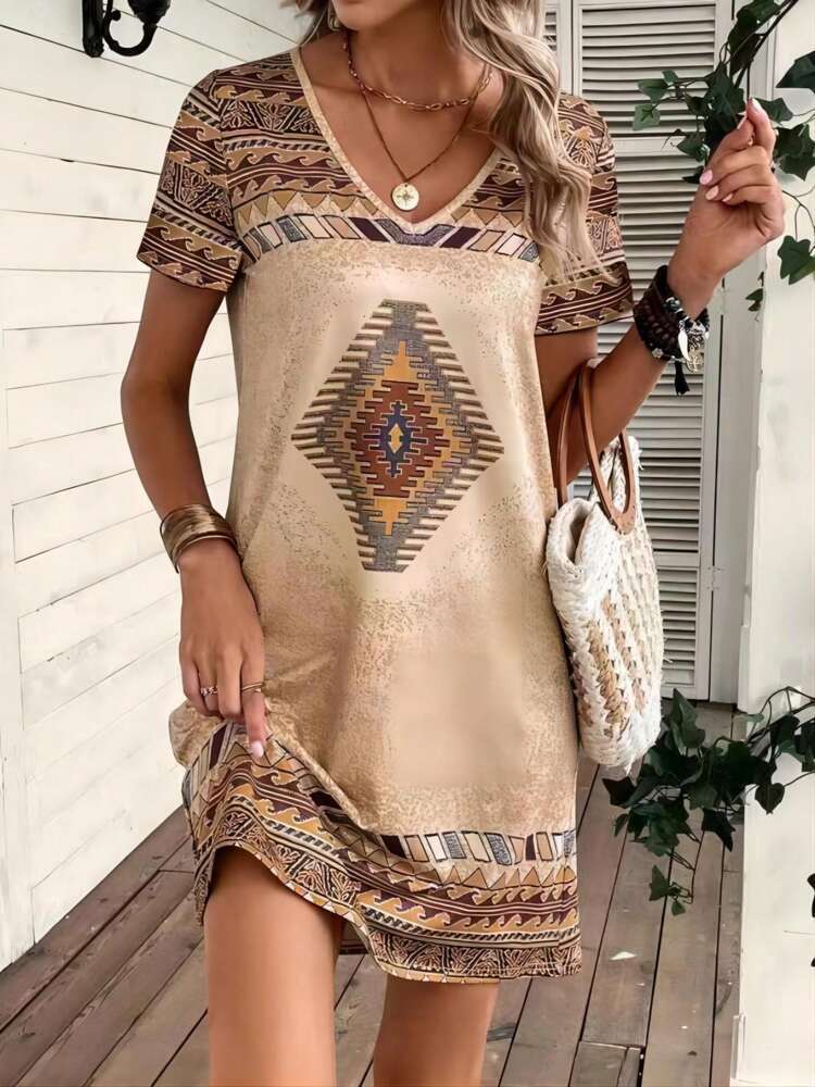 Geometric Print Mini Dress
