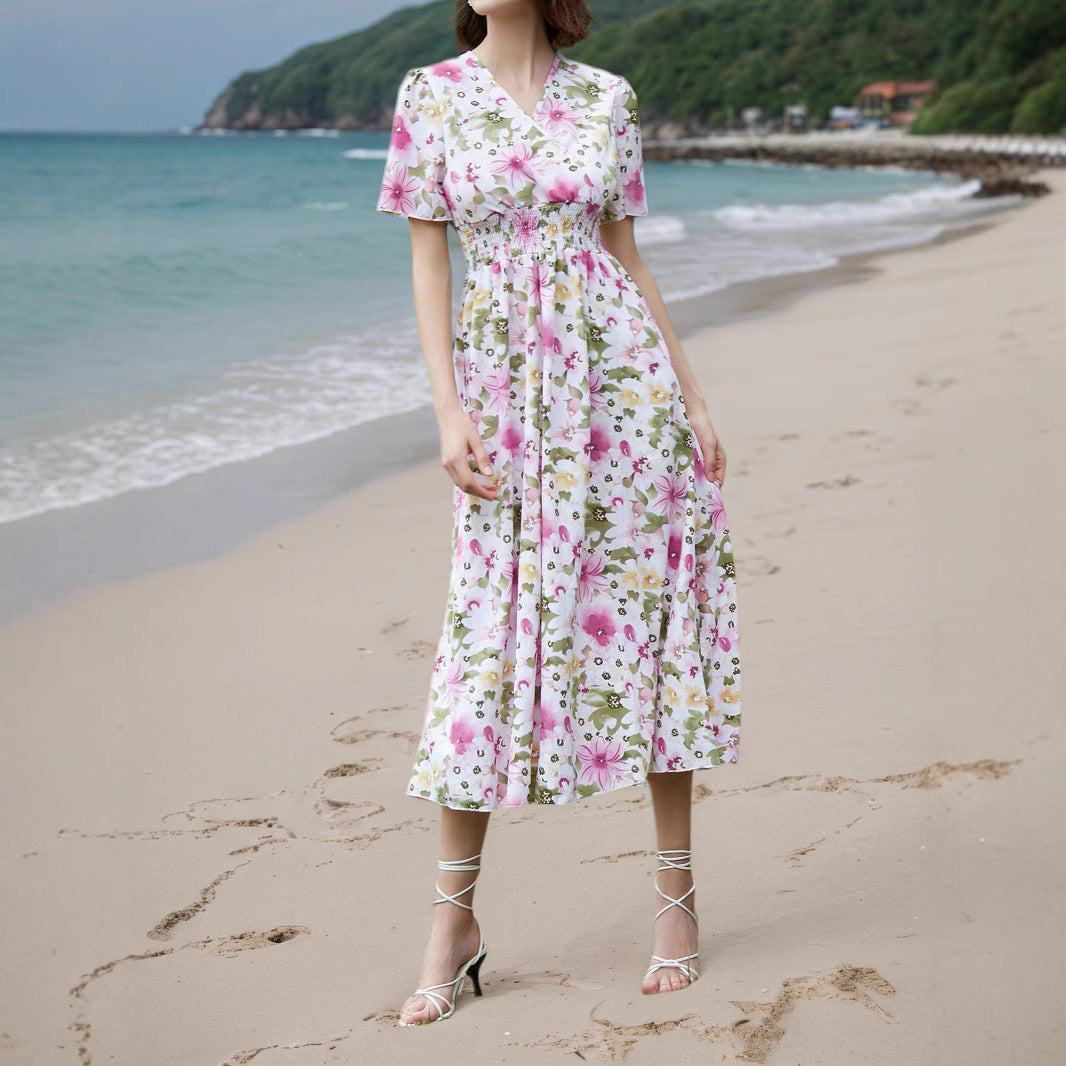 Lucy-White Floral V-Neck Maxi Dress Secondary image