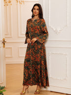 Printed Rhinestone Maxi Dress