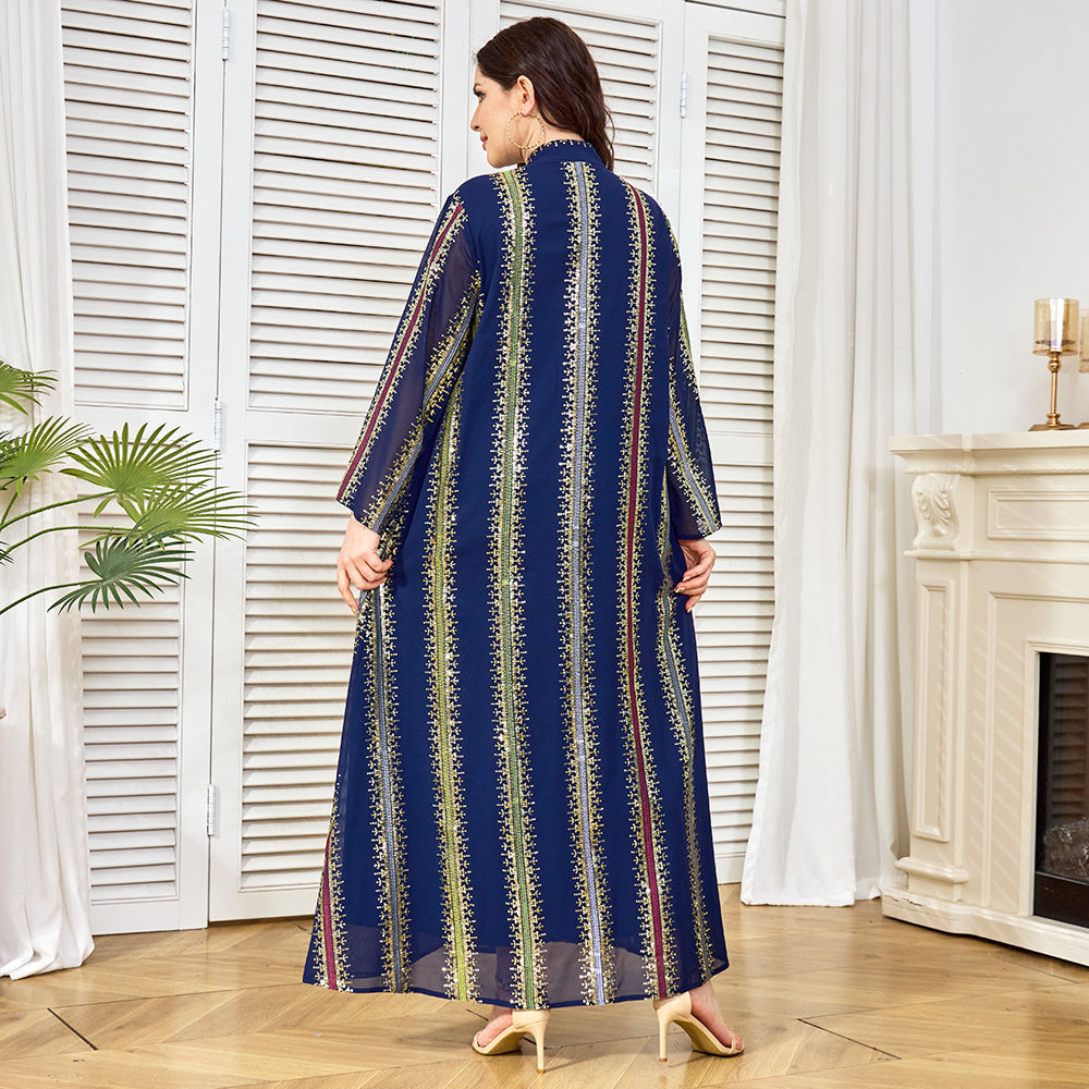 V-Neck Loose Long-Sleeve Maxi Dress