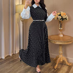 Polka Dot A-Line Maxi Dress, Plus Size