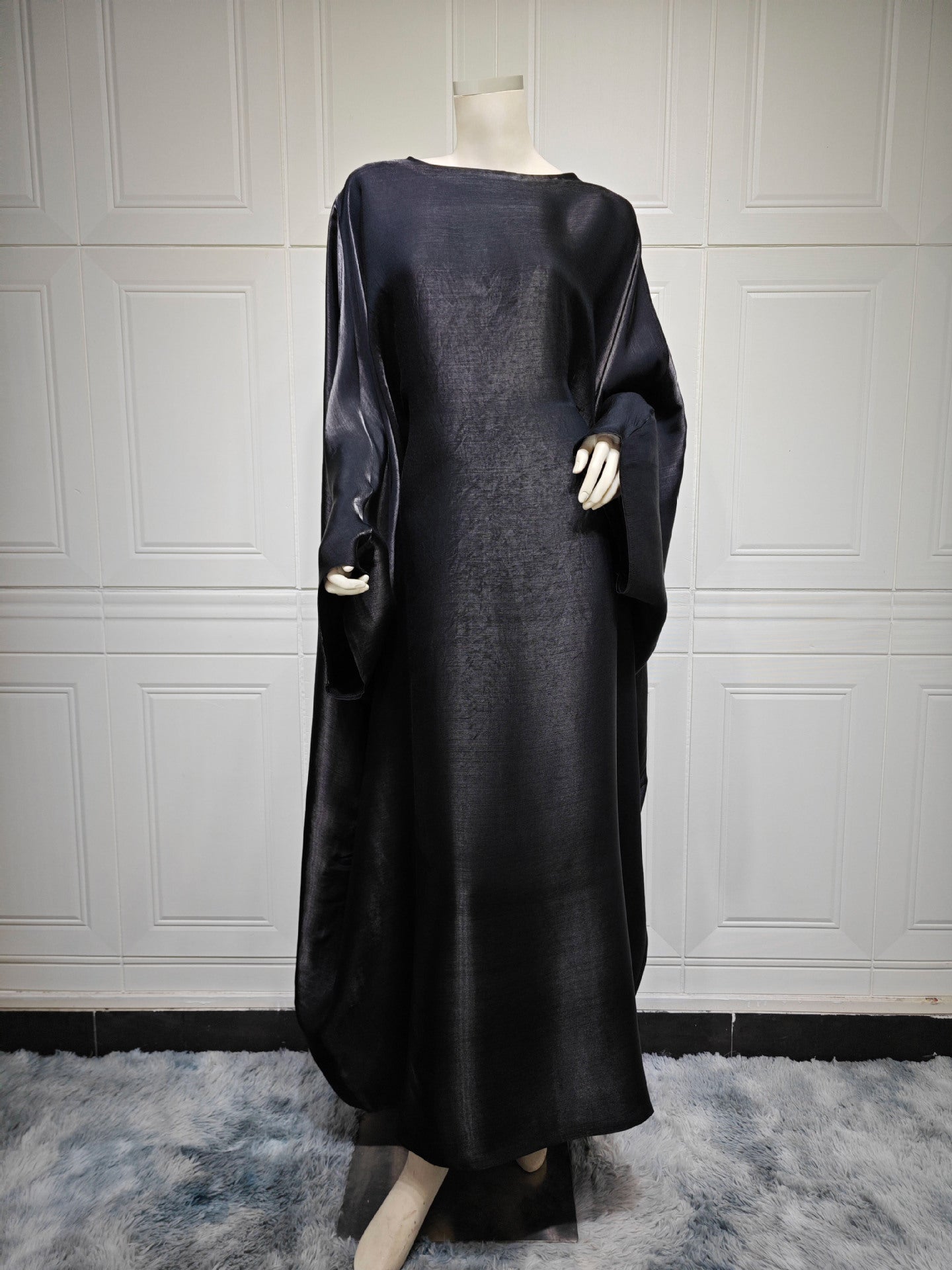 Shiny Satin Belted Maxi Dress