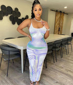 Printed Backless Maxi Dress