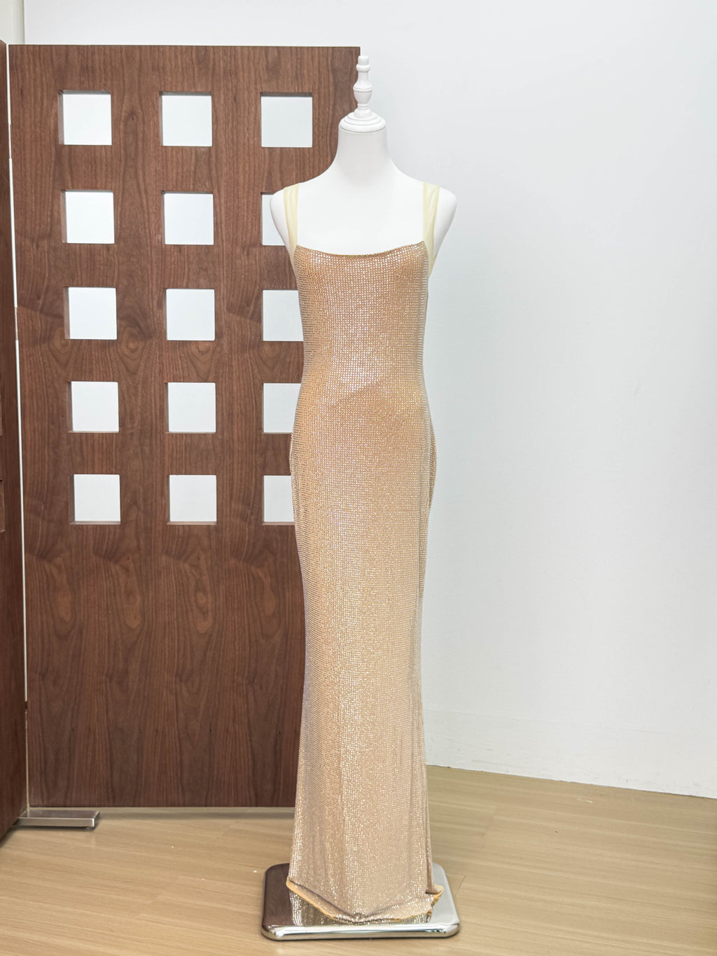 Rhinestone Strap Backless Bodycon Evening Gown for Women
