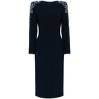 Studded Diamond Long Sleeve Midi Dress for Women, Evening