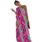 Rose Pink Off-Shoulder Maxi Dress for women
