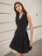 Black V-Neck Mini Dress