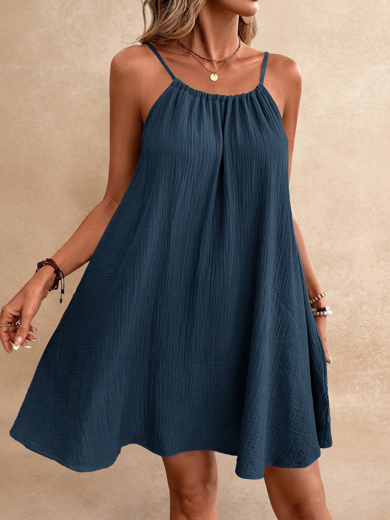 Backless Tie-Back Sleeveless Midi Dress