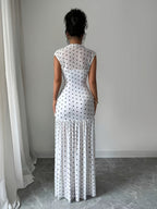 Polka Dot Pleated Maxi Dress