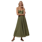 Deep V-Neck Slim-Fit Midi Dress for Women, Long Sleeve