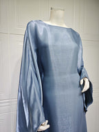 Shiny Satin Belted Maxi Dress