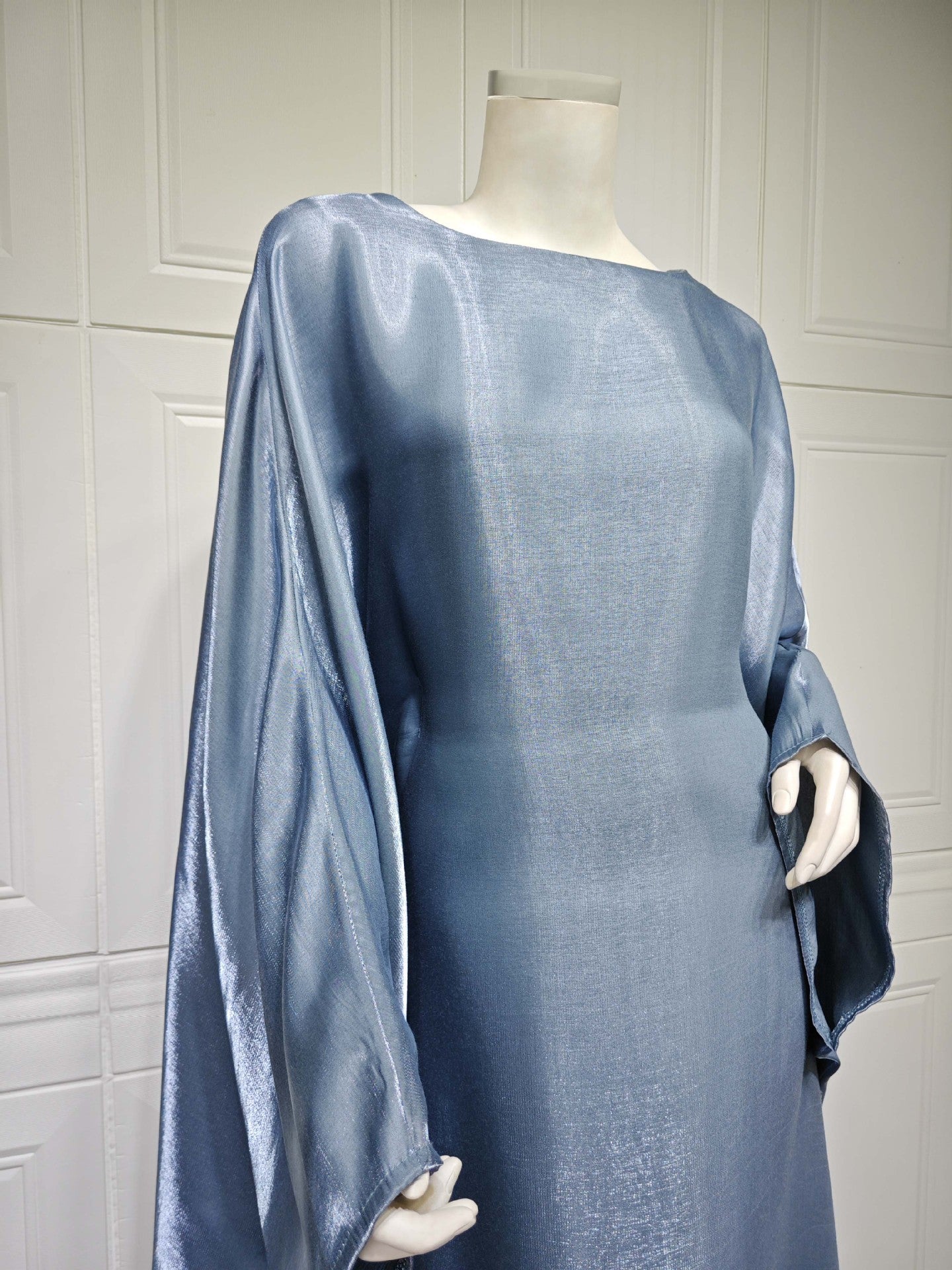 Shiny Satin Belted Maxi Dress