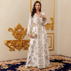 White Lace Chiffon Maxi Dress