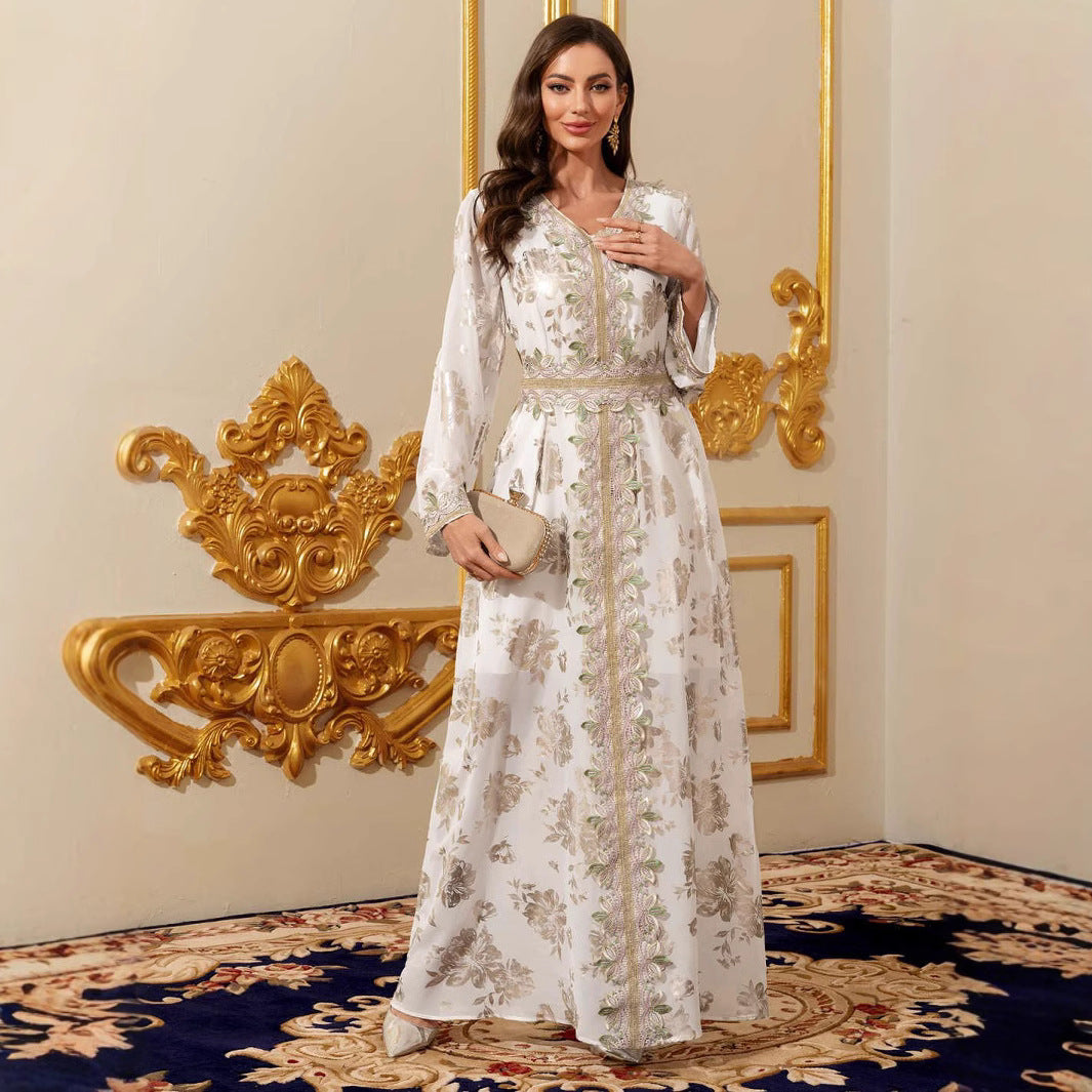 White Lace Chiffon Maxi Dress