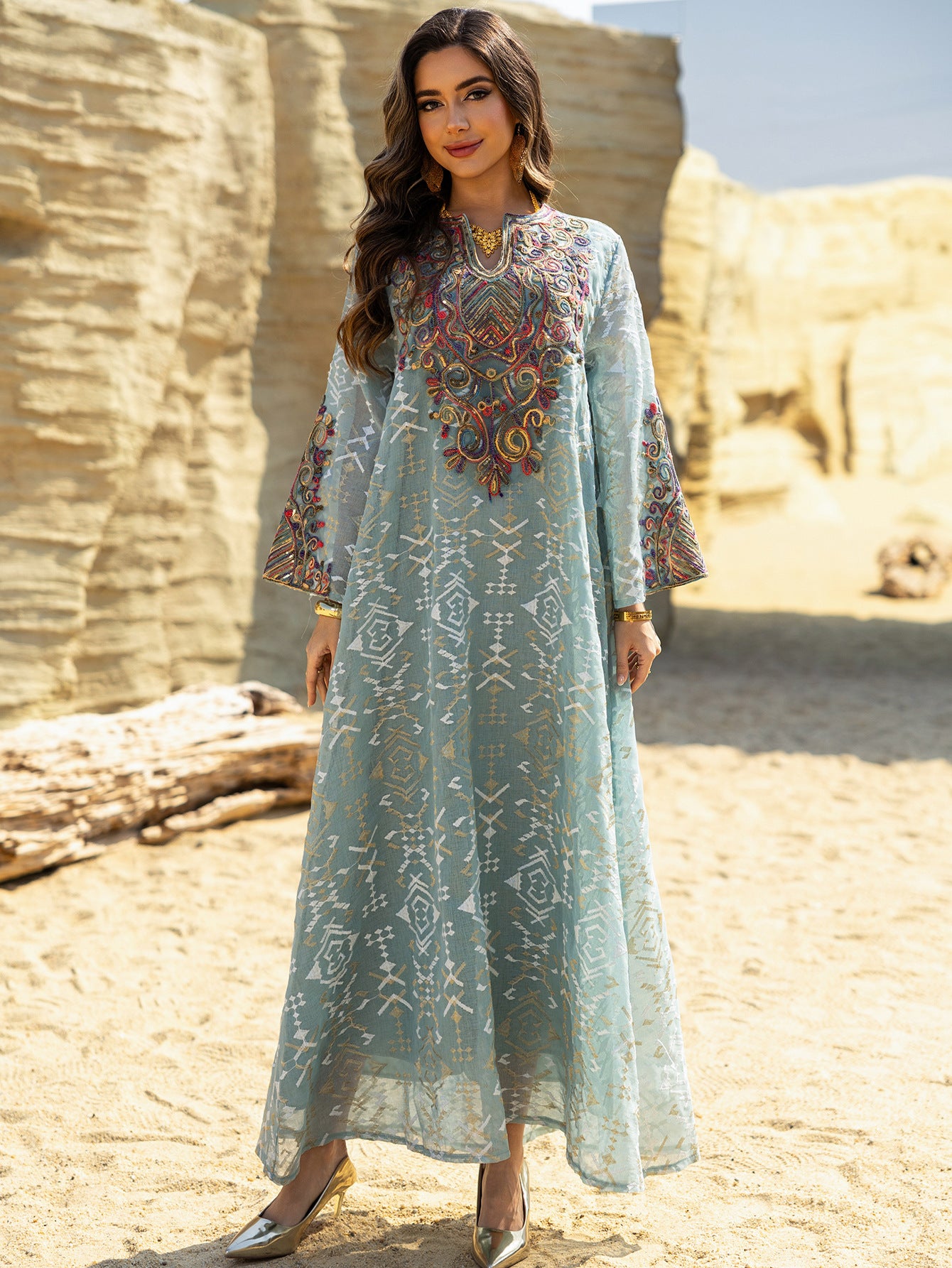 Mesh Patchwork Maxi Dress