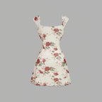 Floral Square-Neck A-Line Mini Dress