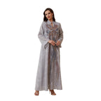 Beaded Mesh Long-Sleeve Maxi Dress