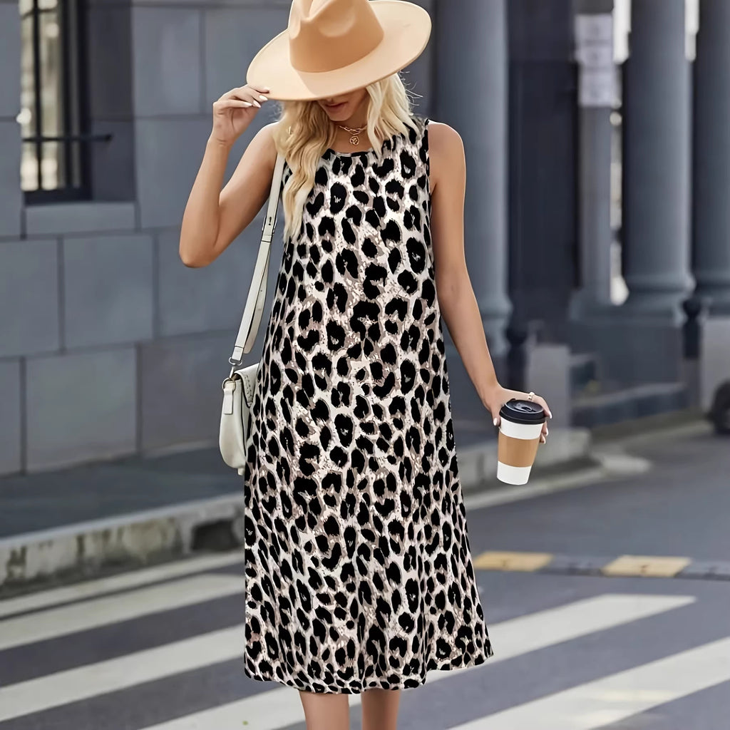 Floral Print Sleeveless Round-Neck Maxi Dress for Women