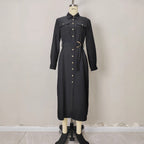 Black Button-Front Shirt Maxi Dress