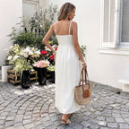 V-Neck Camisole High-Waist Maxi Dress for Women, Sleeveless