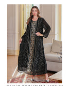 Printed Embroidered Robe Maxi Dress