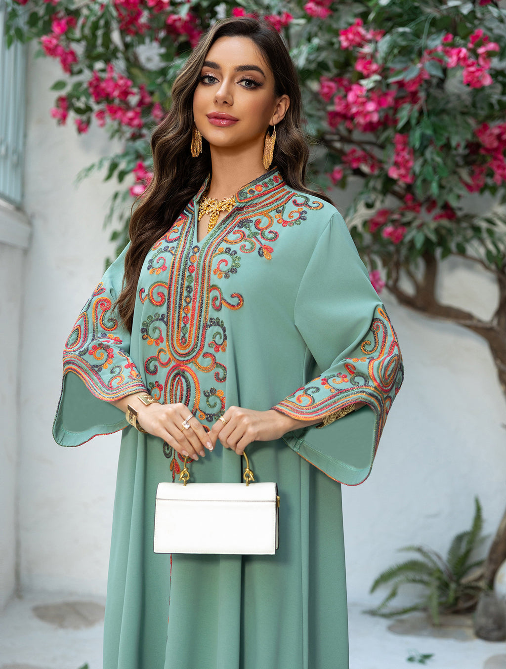 Embroidered Pullover Maxi Dress