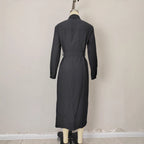 Black Button-Front Shirt Maxi Dress