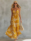 Printed V-Neck Strap Maxi Dress for Women, Beach Style