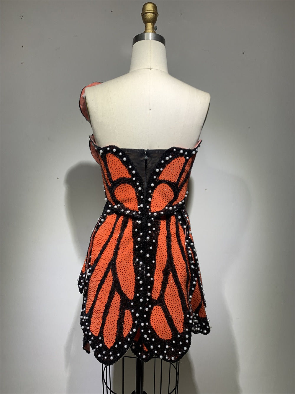 Beaded Patchwork Asymmetric Mini Dress for Women