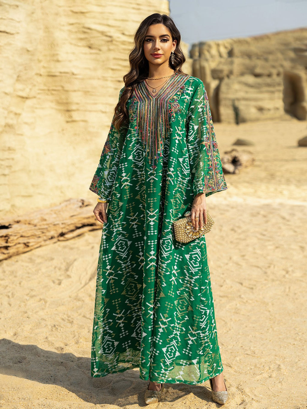 Embroidered Applique Maxi Dress