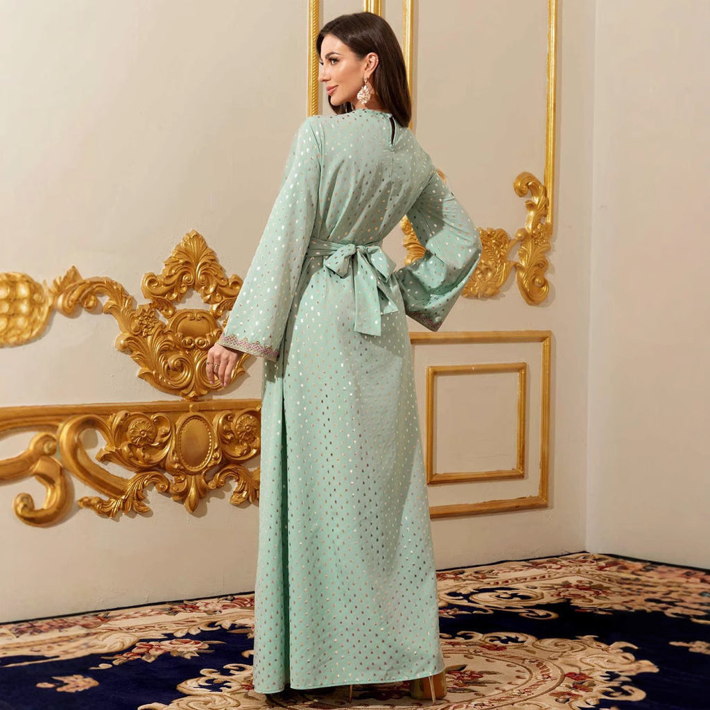 V-Neck Belted Maxi Dress