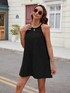 Eyelet sleeveless mini dress, feminine summer dress by Vilmere