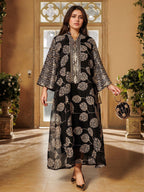Long-Sleeve Embroidered Floral Maxi Dress