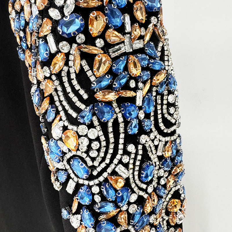 Studded Diamond Long Sleeve Midi Dress for Women, Evening
