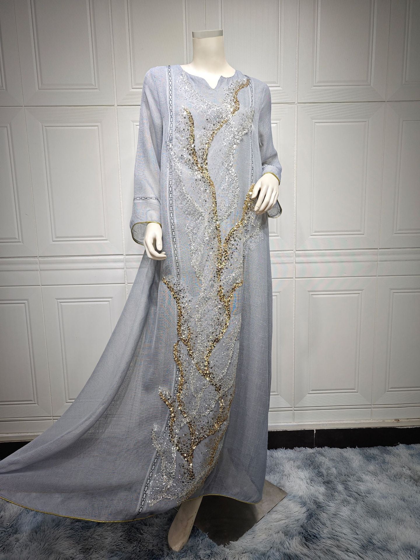 Sequin Mesh Maxi Dress