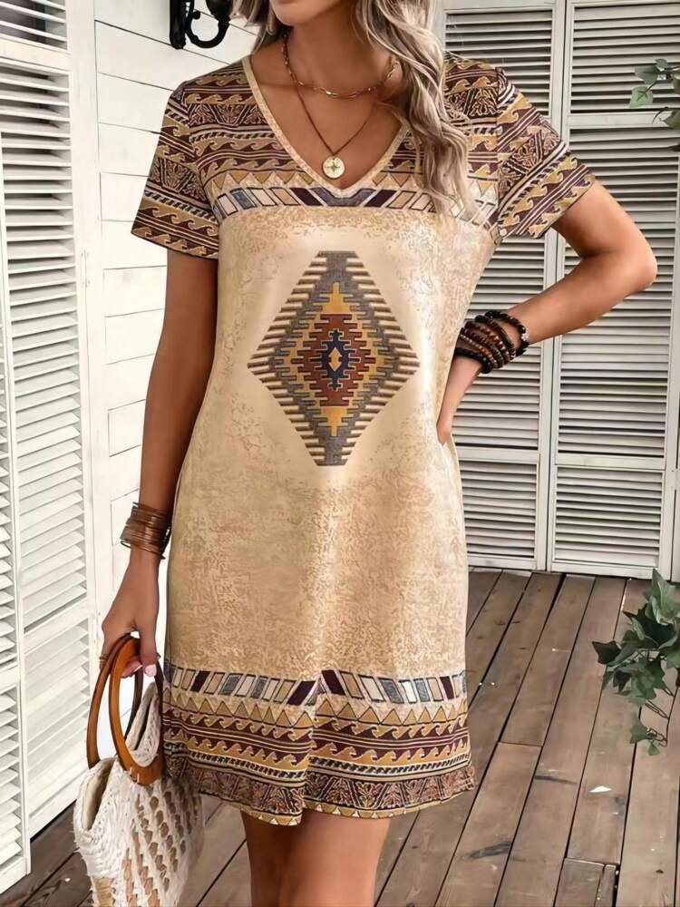 Geometric Print Mini Dress