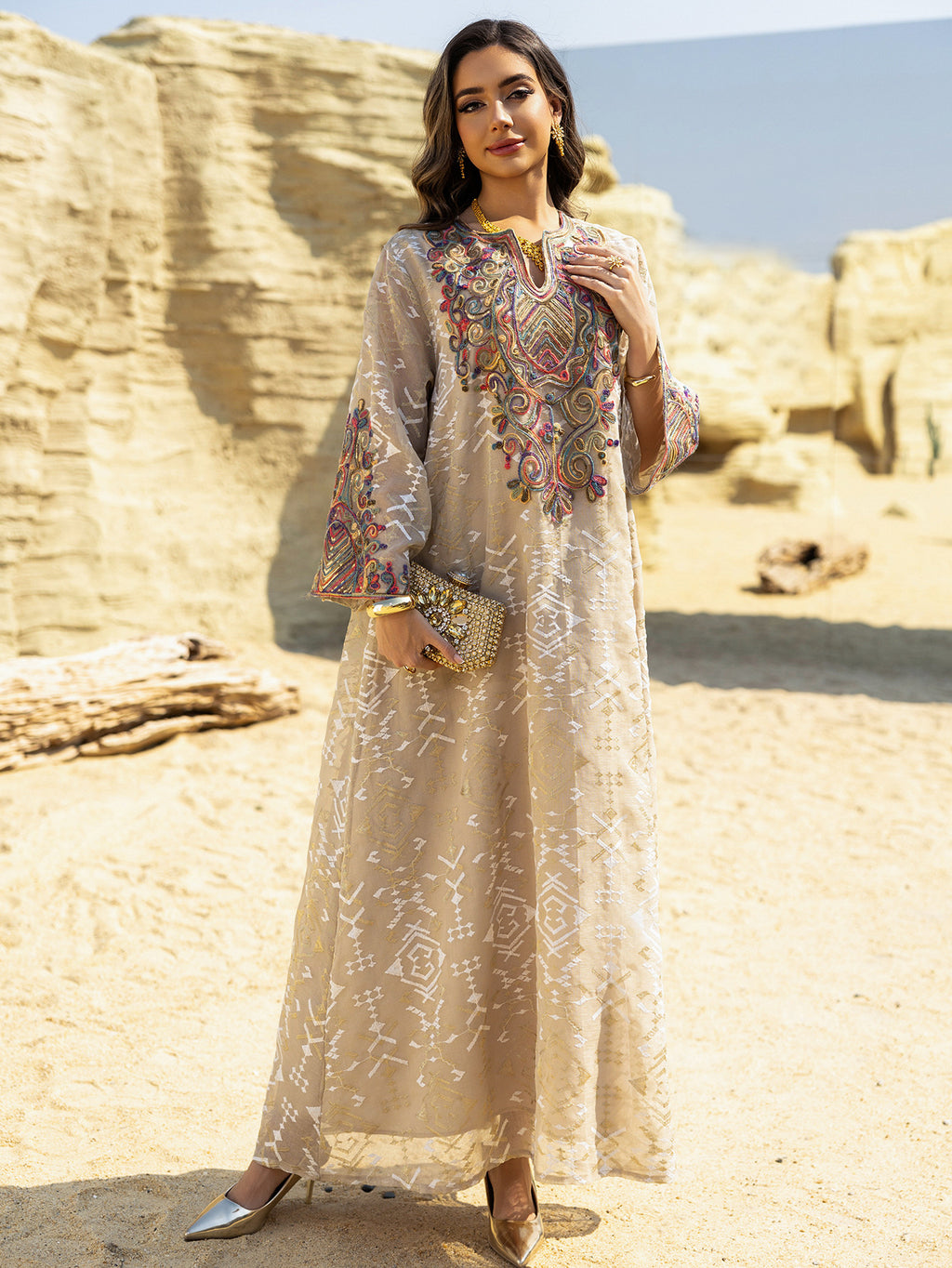 Mesh Patchwork Maxi Dress