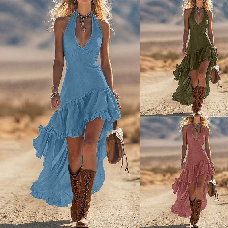 Deep V-Neck Sleeveless Straight Midi Dress Secondary image