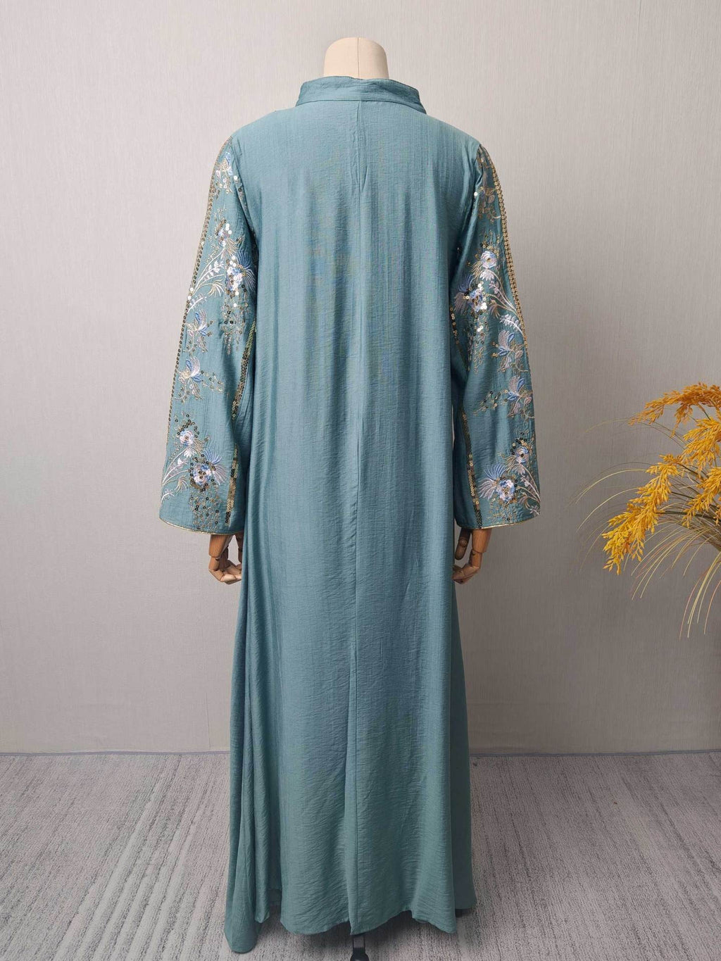 Floral Embroidered V-Neck Maxi Dress