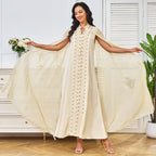 Apricot V-Neck Long-Sleeve Maxi Dress