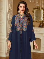 Pearl Embroidered Robe Maxi Dress